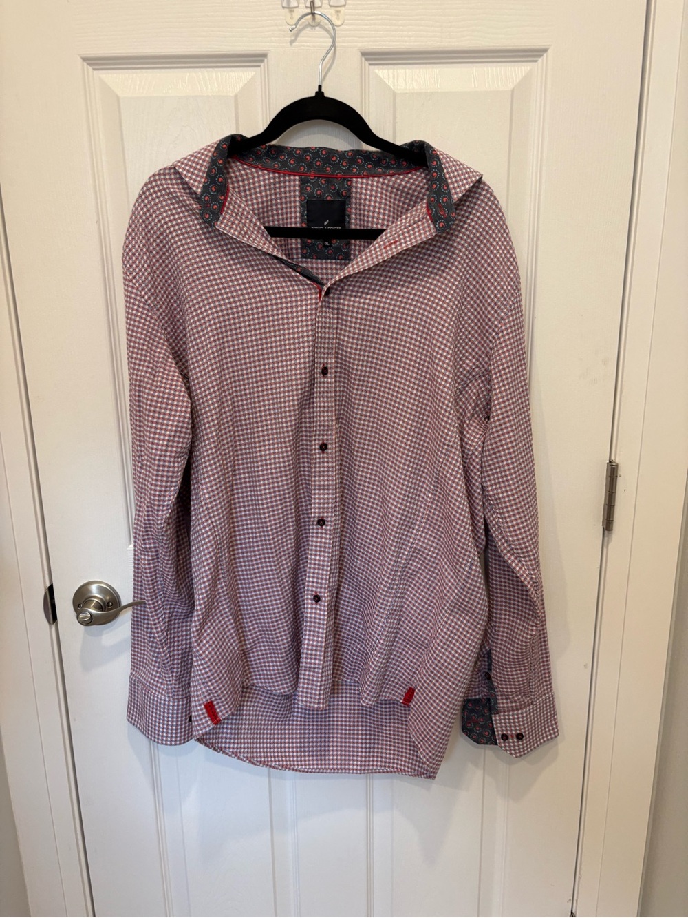 Daniel Hechter Red and White Check Casual Button-Down Shirt #1266